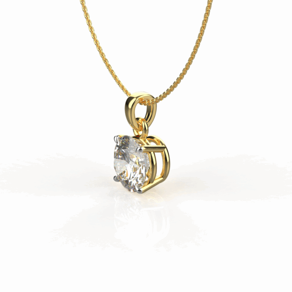 Avarta Sterling Silver 1 Carat Solitaire Pendant With Chain in Gold Polish - Image 3